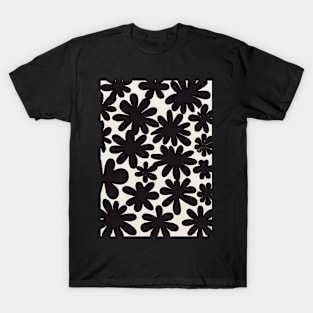 Black Flowers Pattern T-Shirt